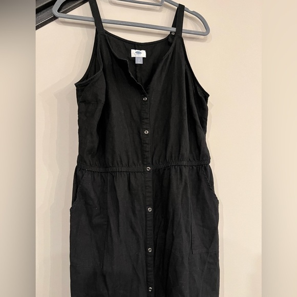 OLD Navy black linen dress. Button down, spaghetti straps. Size L - Picture 2 of 4